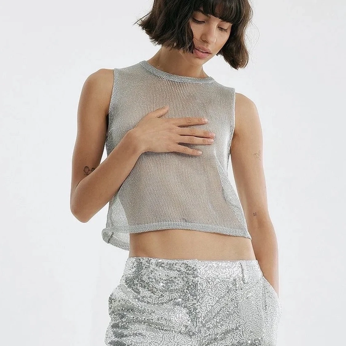 Silvrigt Nättopp - 91