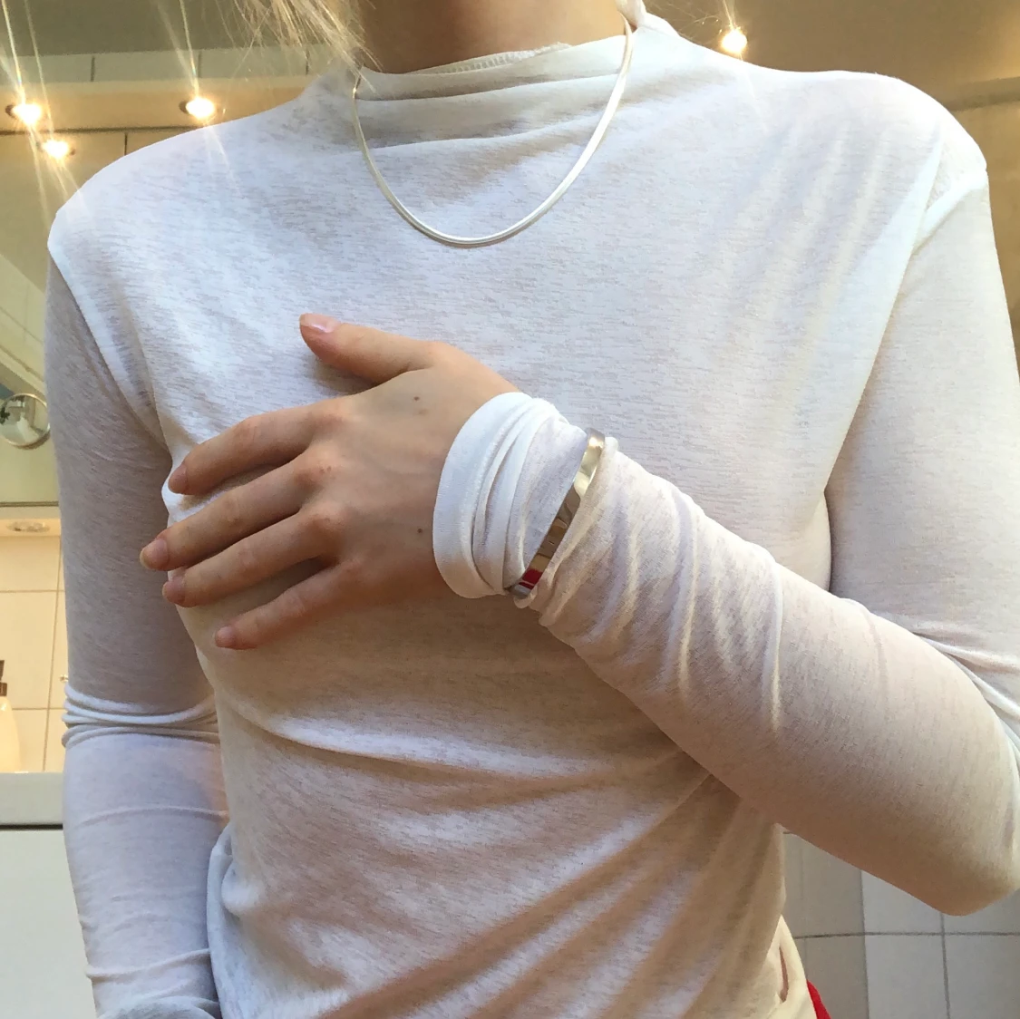 Vit långärmad tröja nakd 