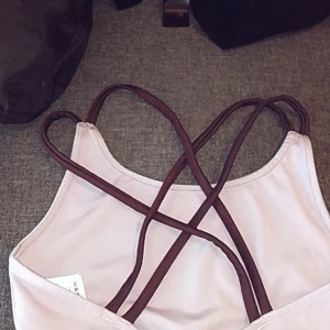 Träningstopp oanvänd - Hej Jag säljer en träningstopp då den inte passade mig den är storlek smal och jag är medium jättefina lila färger med korsade rygg bra till träning även till vardags pris går att diskuteras