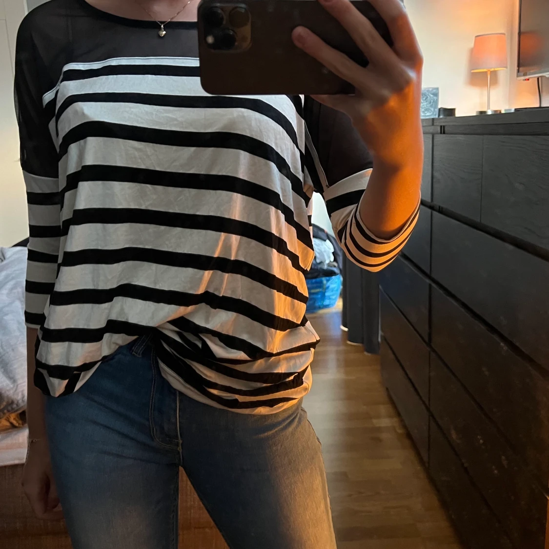 Randig tröja med mesh