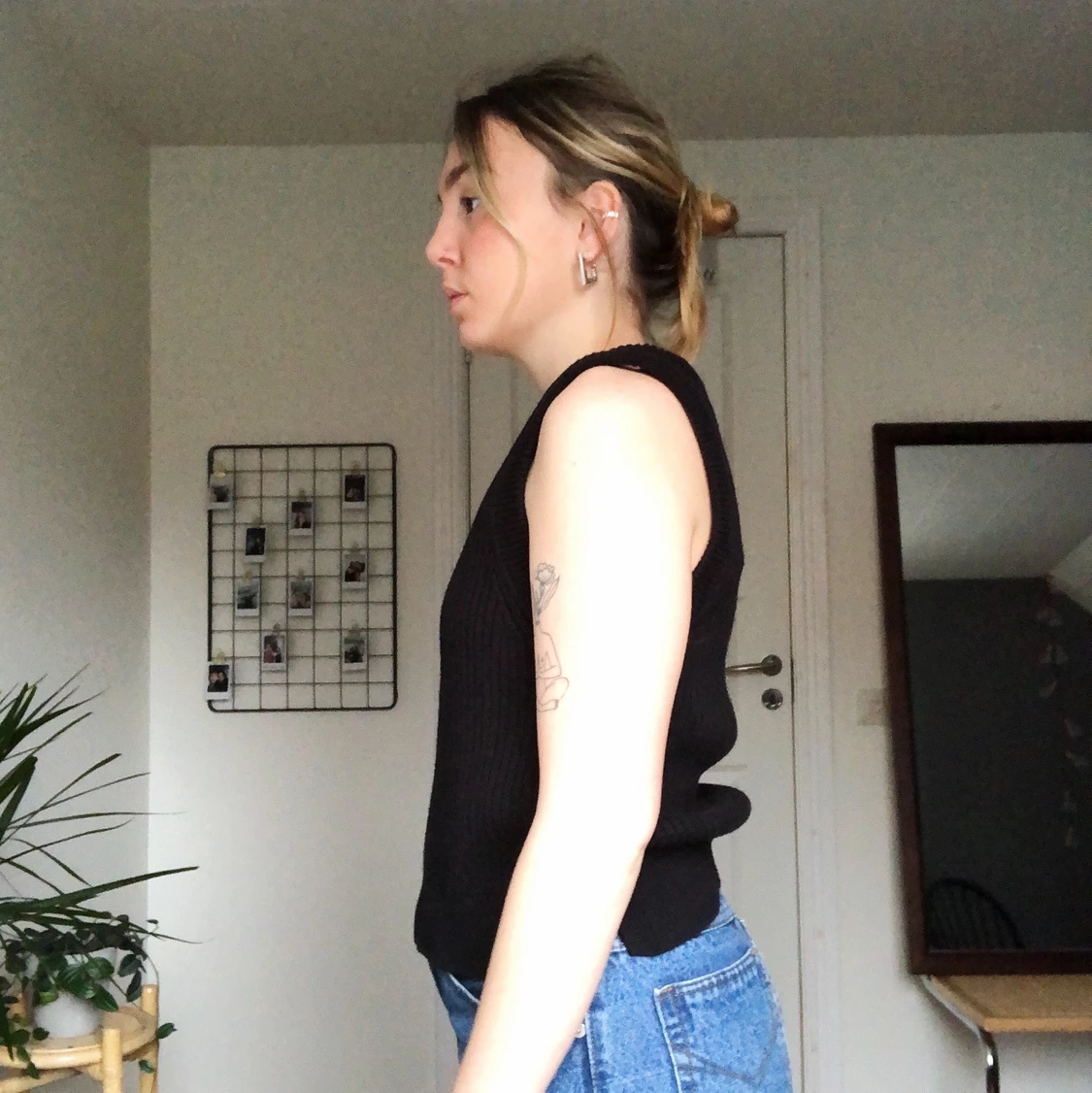 Svart Stickad väst topp - 91