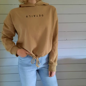 Beige hoodie från Gina tricot  - Beige huddie med enkelt tryck i bra skick strl XS. Passar XS/S och köparen står för frakt 