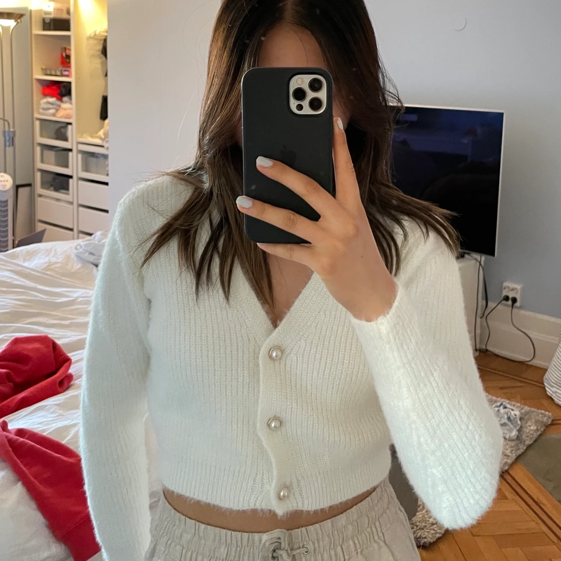 Kroppad stickad kofta - 91