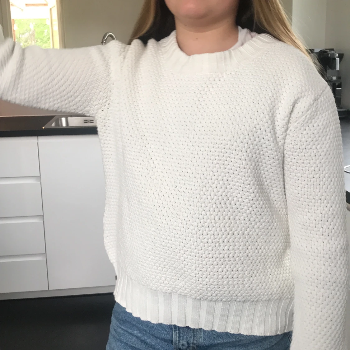 Vit stickad tjocktröja - 91