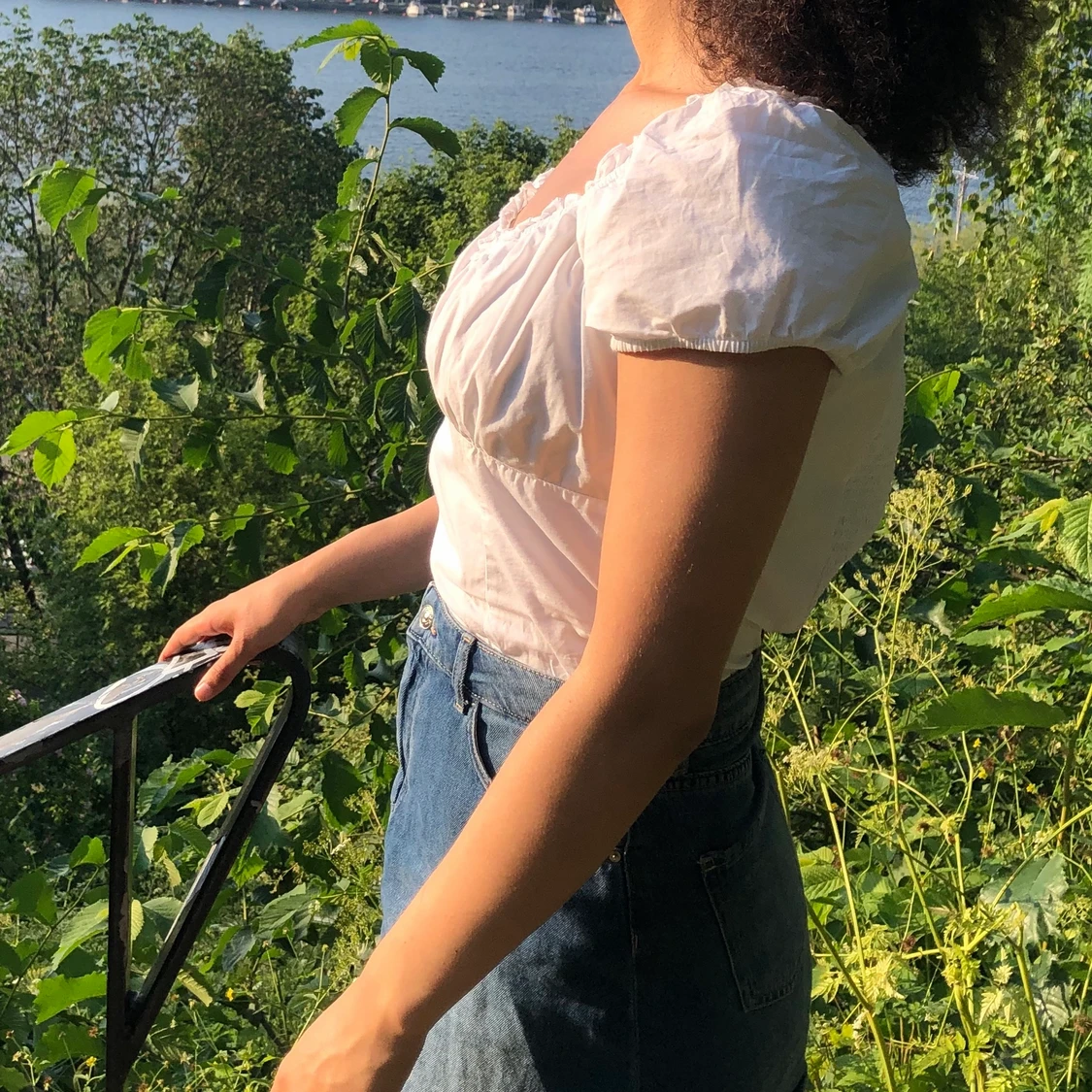 Vit blus med puffärmar från pimkie 🤍 - 90