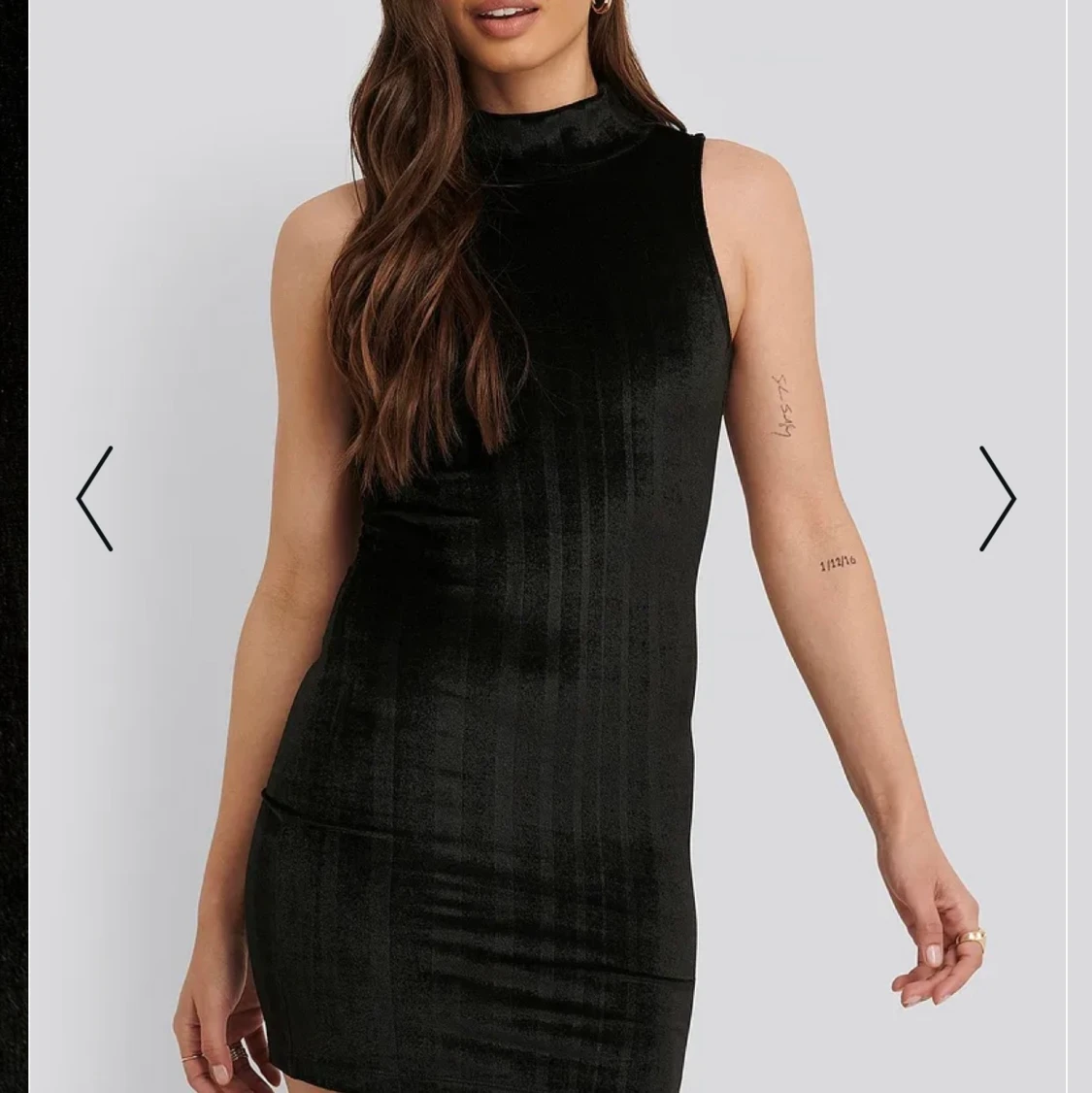 NA-KD black striped velvet mini dress  - 90