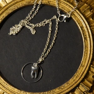 Halsband tand - Halsband med silvrig kedja och en tandberlock. 