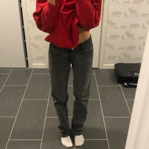 Lowrise Zarajeans  - Säljer mina lågmidjade trendiga jeans i grått från Zara, slutsålda på hemsidan, jag är 1,70💕💕 Lite slitna nertill i övrigt inga defekter! 500kr + 66kr spårbar frakt 