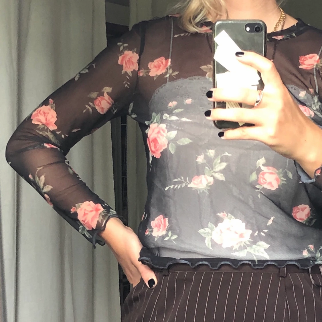 Blommig mesh-tröja - 90