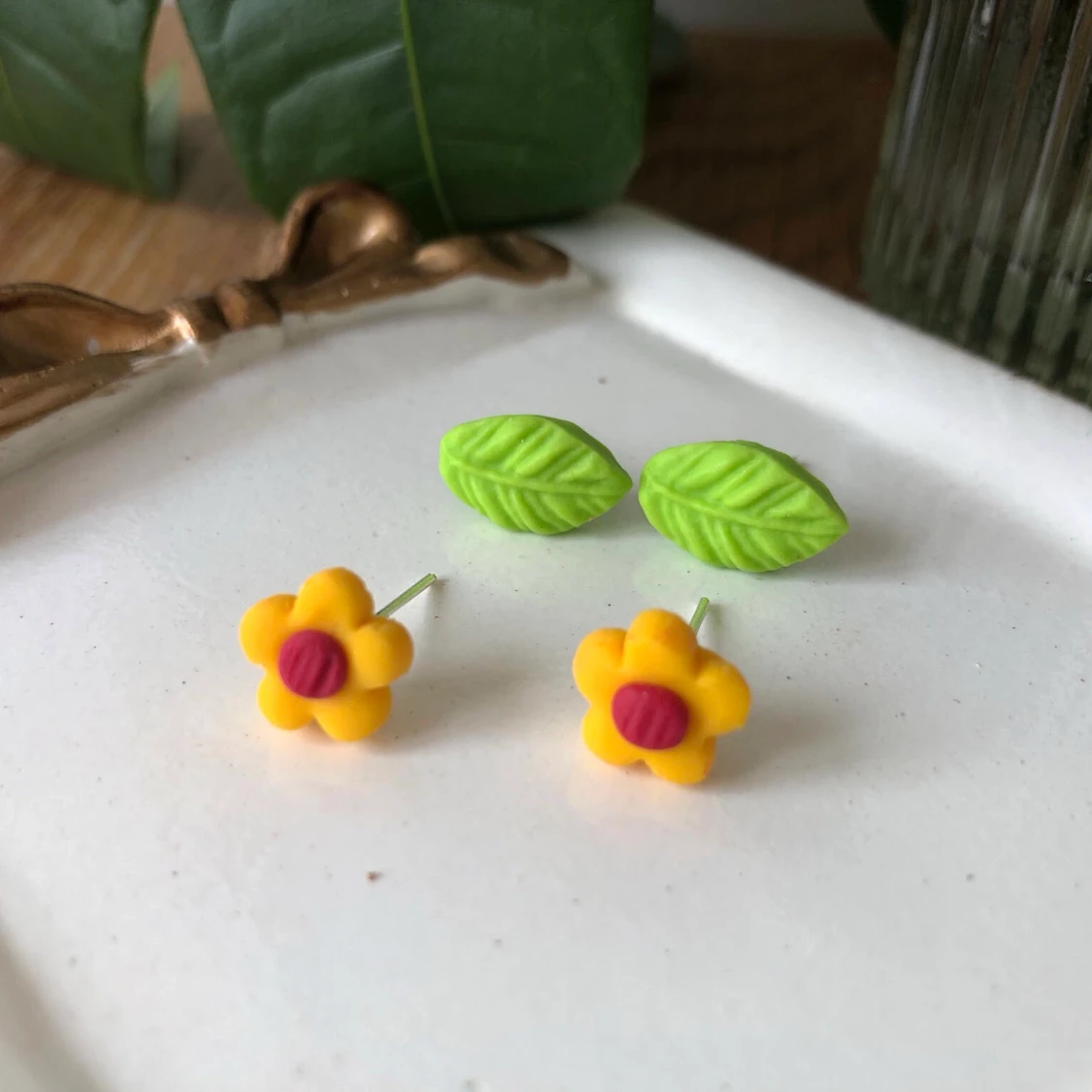 Orange daisy earrings set  - 91