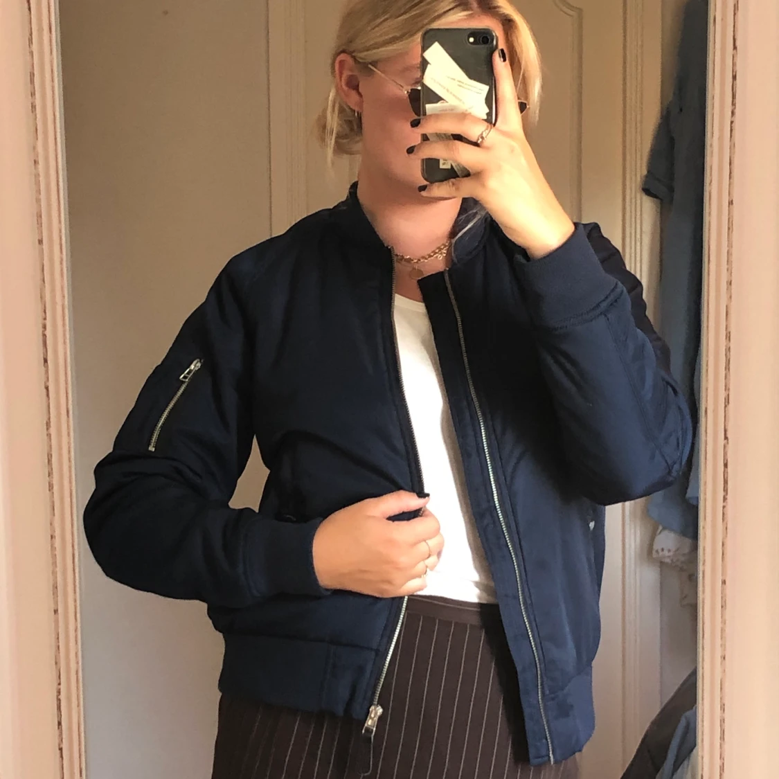 Marinblå bomberjacka - 90