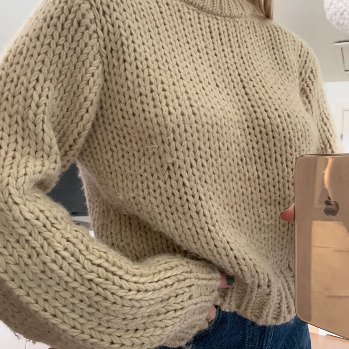 LjusBrun/beige stickad tröja - 90