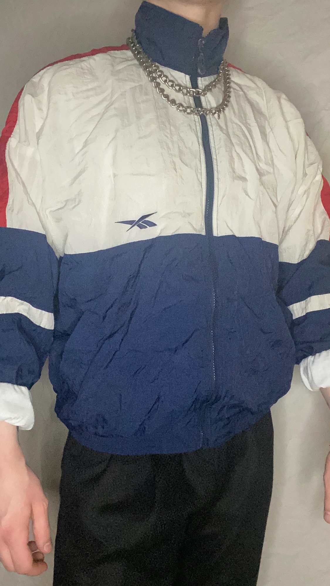Reebok vintage jacka vit blå röd