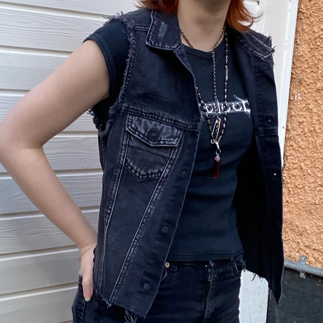 Svart jeansväst  - 90