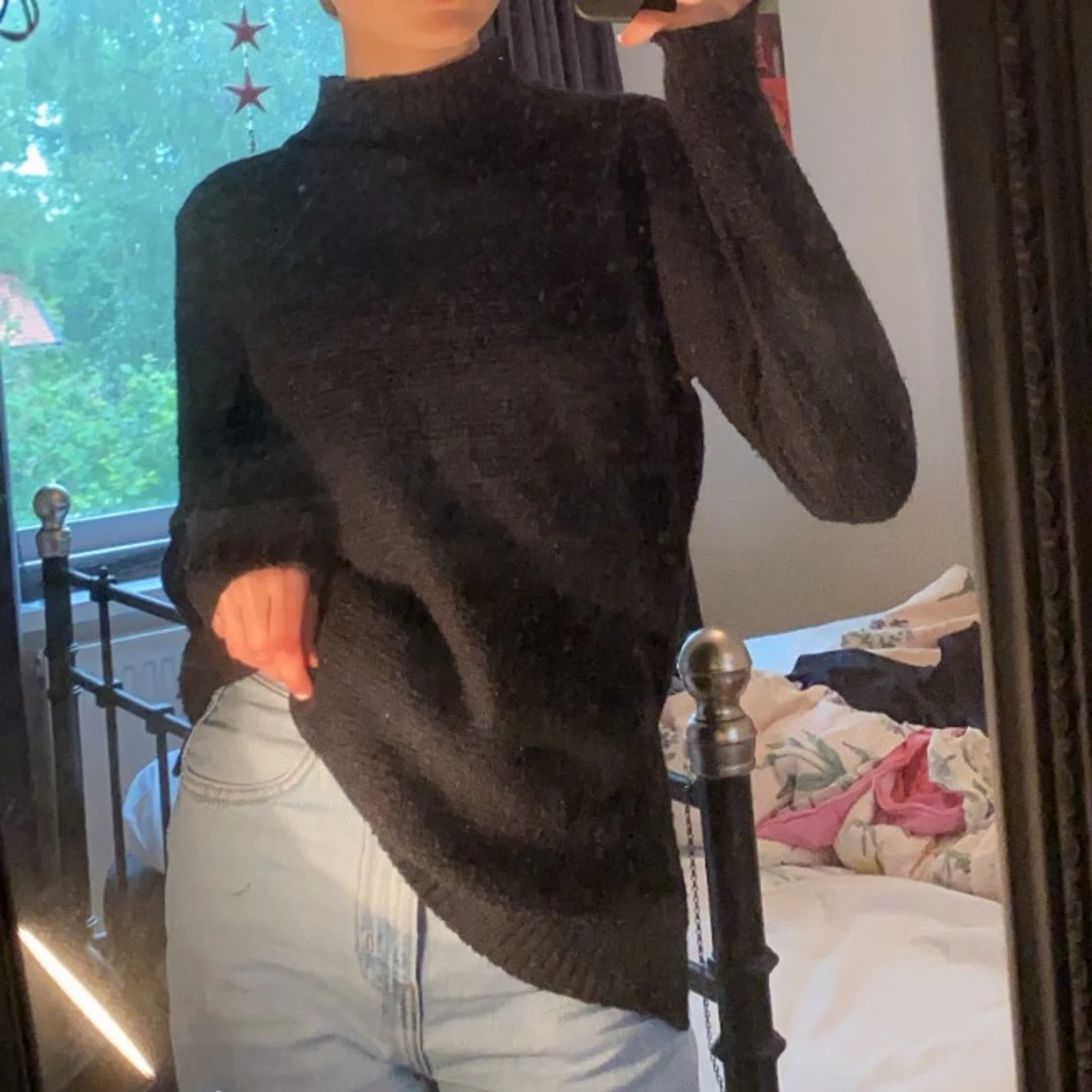 Svart stickad tröja - 90