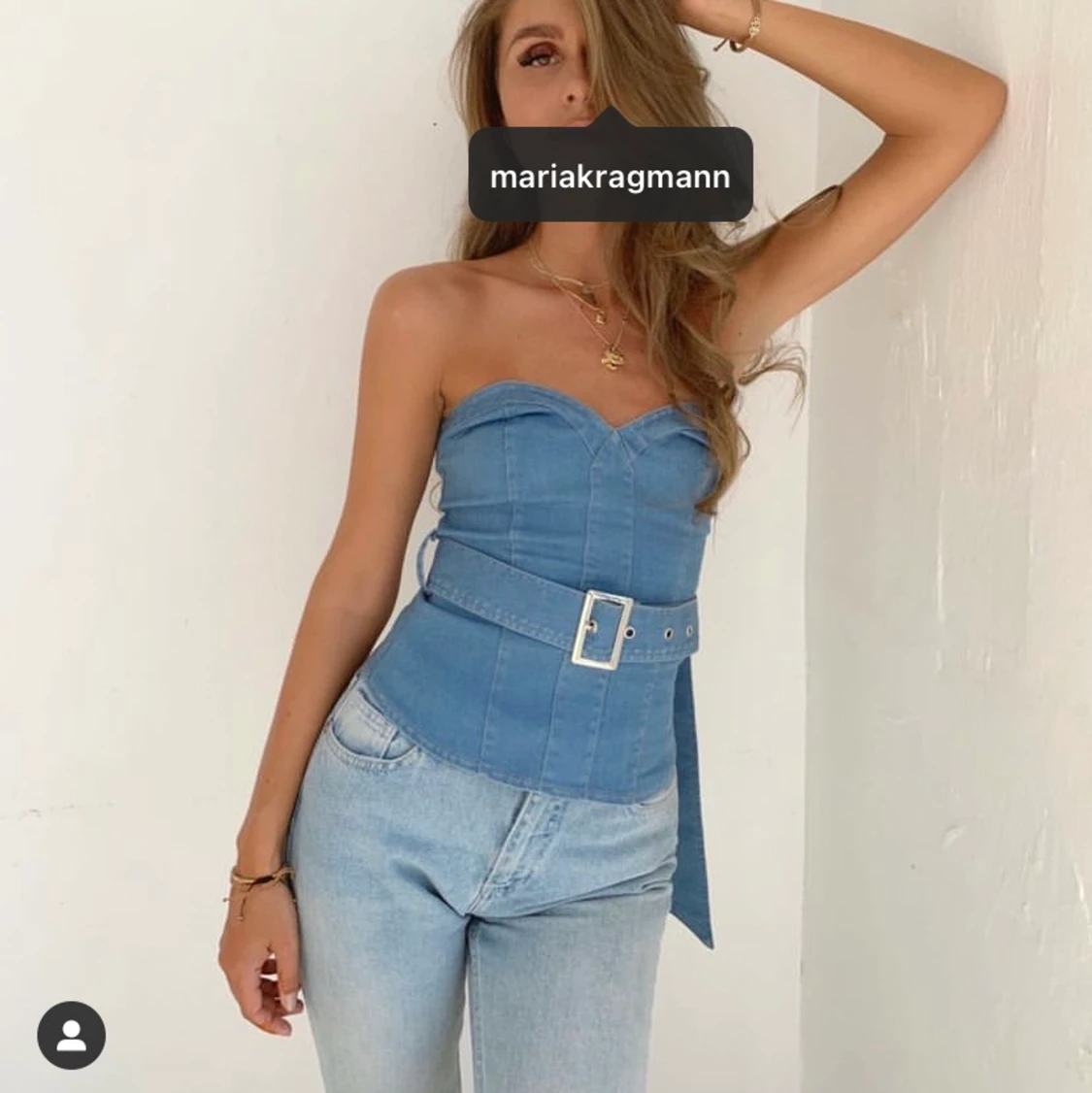 Blå jeanstopp från m-kae - som ny - 91