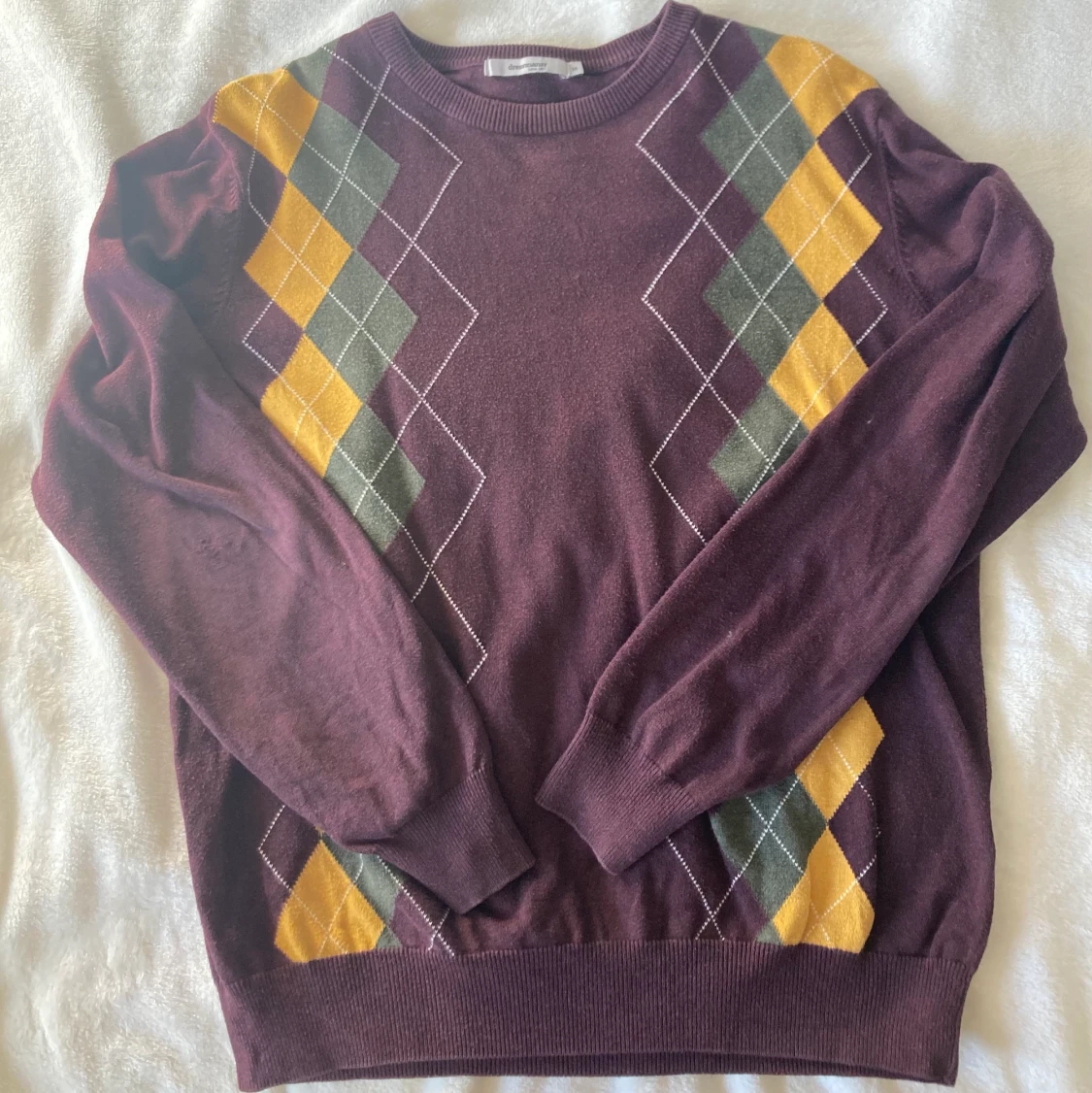 Stickad tröja med argyle mönster - 90