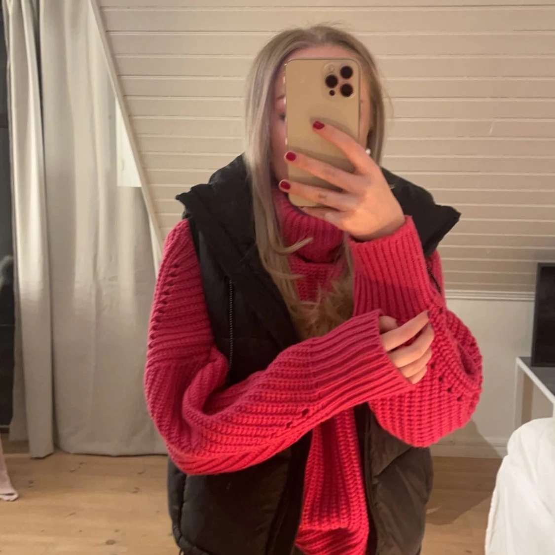 Rosa stickad tröja - 91