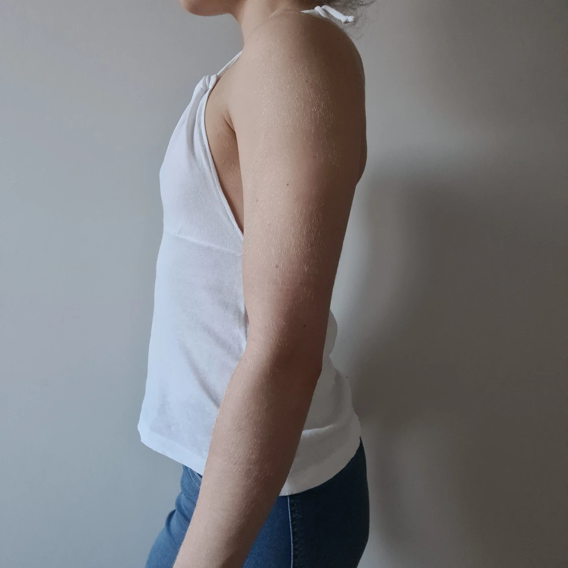 Vit halterneck topp med snörning - 90