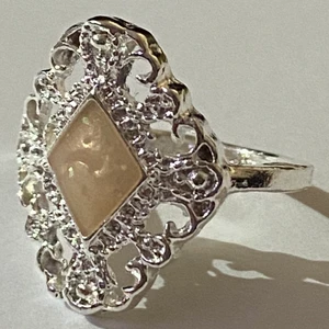 Ring - Silverring med en pärl-Färg kristall.