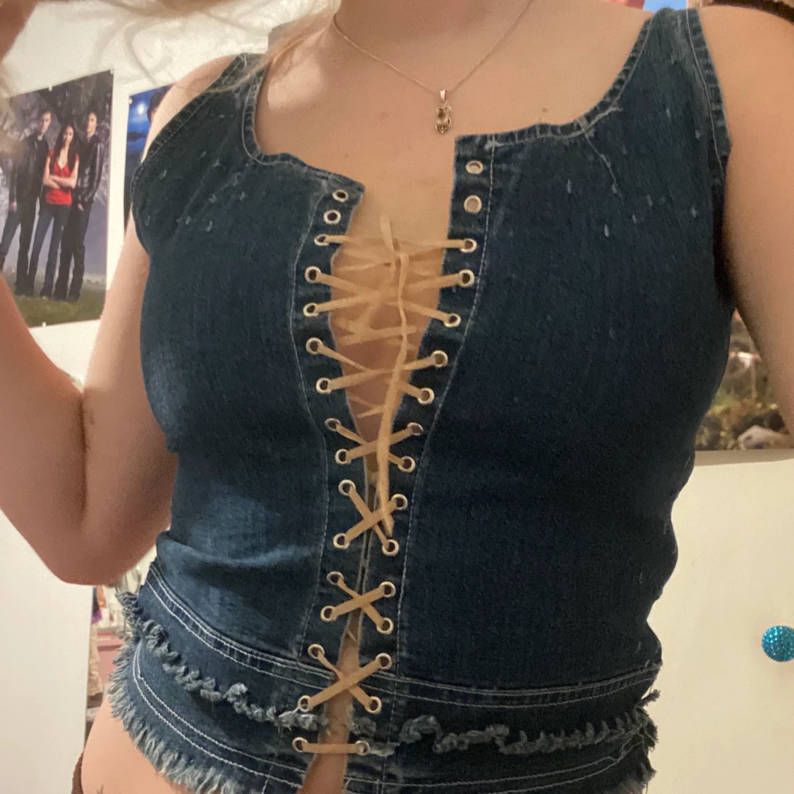 Jeans topp med snörning 🍒 - 91