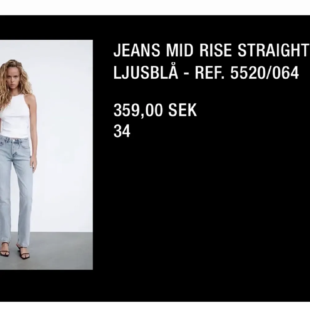 Populära zara Jeans, som är slutsålda i storlek 32 och 34 lite stora på mig men bra skick:). Jeans & Byxor.