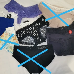 Diverse trosor  - Helt nya, de flesta har plombering eller lappar kvar, annars har de varit med i ett flerpack (självklart helt nya de också). Storlek 34/S. Pris 20-30kr styck, eller alla 6 par för 150kr. Frakt FRÅN 13kr (för ett par)