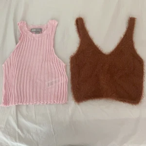60kr per topp. - En rosa topp från asos. En brun fluffig topp med v-ringning från asos. En svart t-shirt topp från asos. En blå topp med gula blommor från monki. En beige tröja med coolt tryck. Ett rosa linne. Alla är i bra skick och alla är i storlek S. Frakt tillkommer.