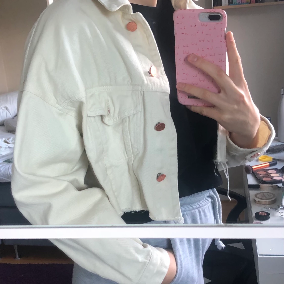 Beige jeansjacka - 90