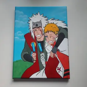 Målning gjort av mig med akrylfärg och med motiv av Naruto och Jiraiya från animen Naruto. Canvasen är 30,5 cm X 22,5 cm. 275 kr (inkl frakt)