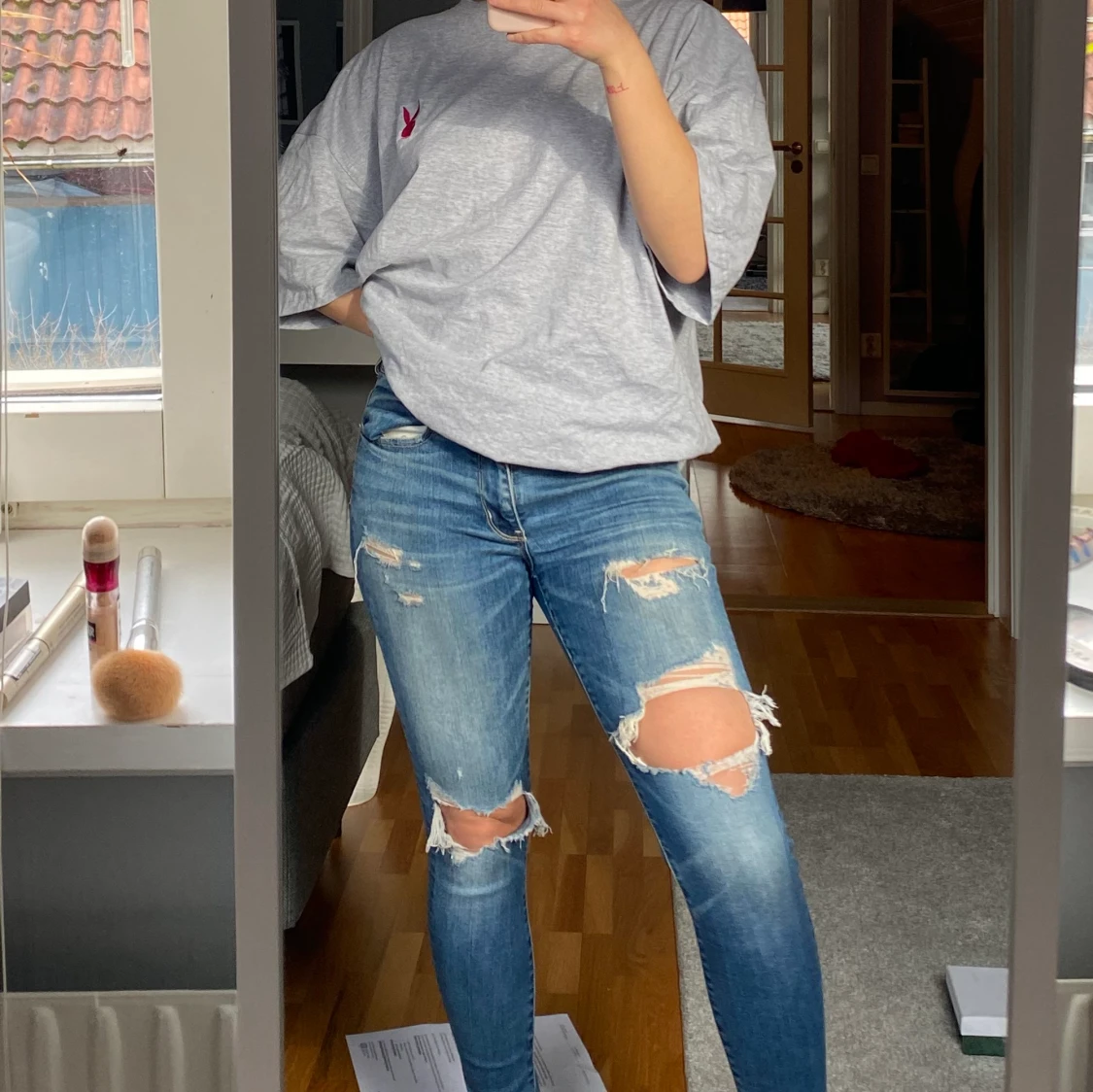 Slitna jeans storlek s