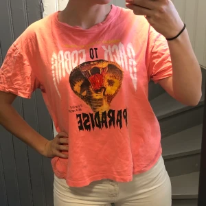 Snygg t-shirt - Snygg oversized T-shirt, i storlek S. Men eftersom jag är M så är den inte så oversized på mig. Cool färg och tryck. Man ser riktigt brun ut i den på sommaren. Använd en sommar! Men inte sliten. Samfraktar!