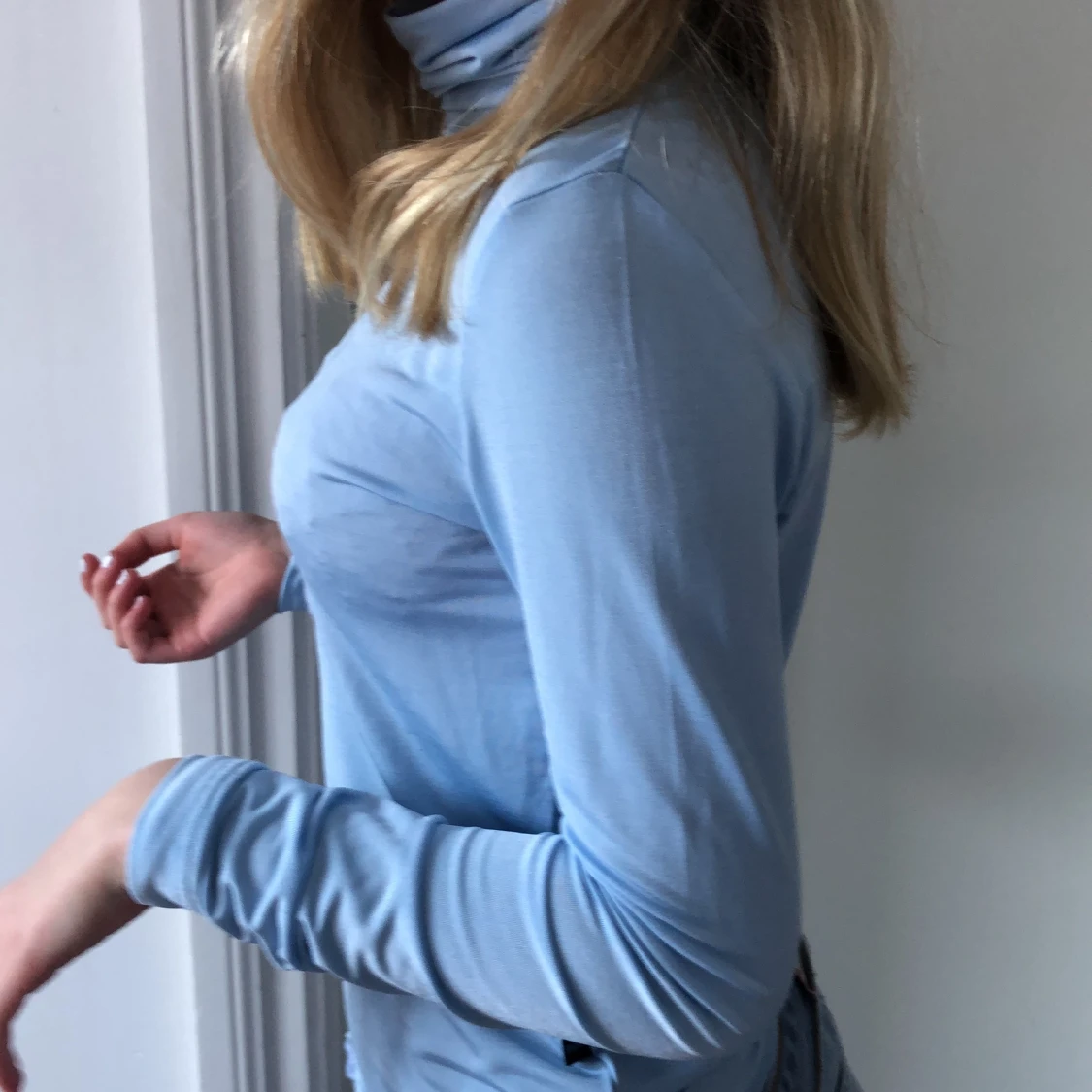 Blå glansig polo - 91