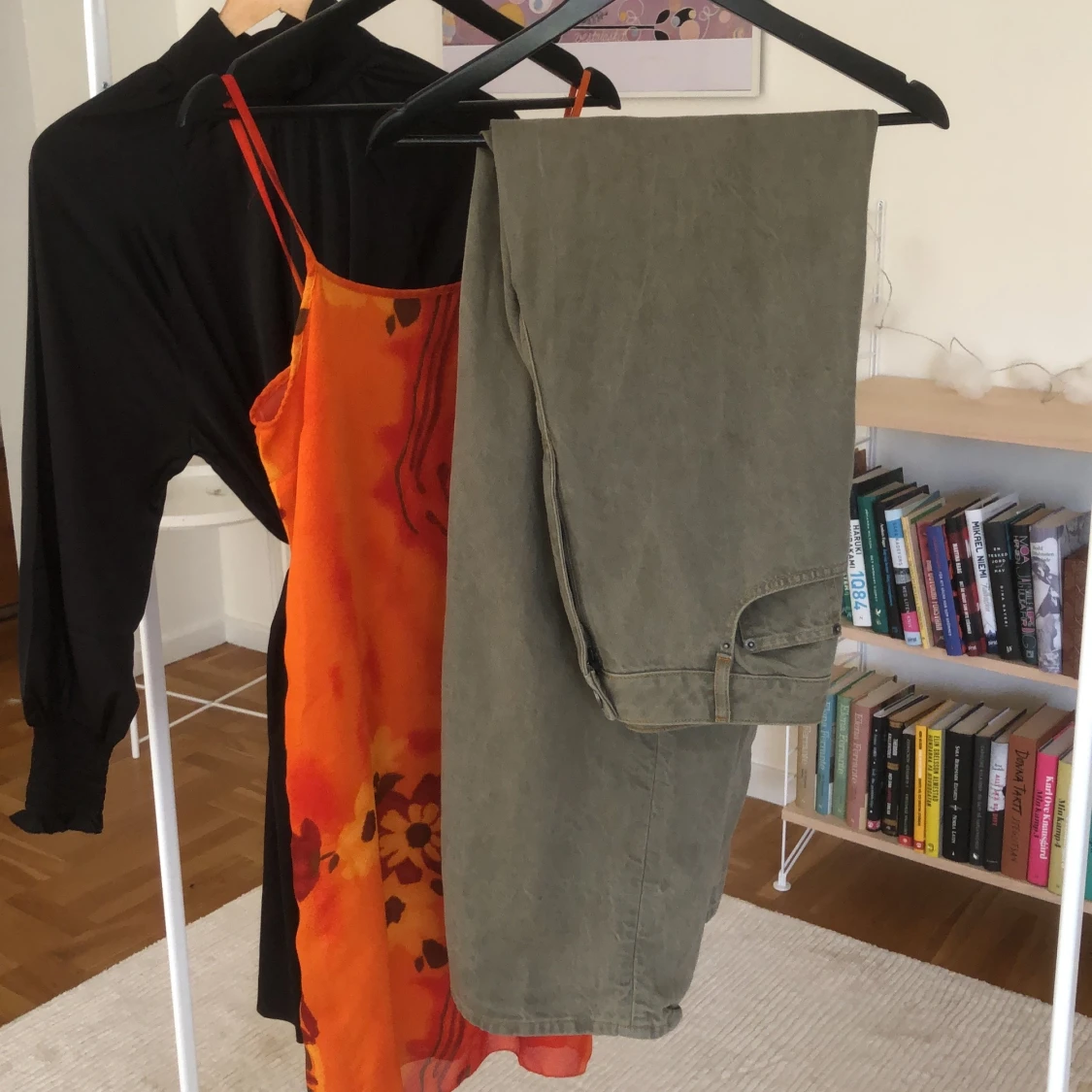 Långa baggy militärgröna jeans - 91