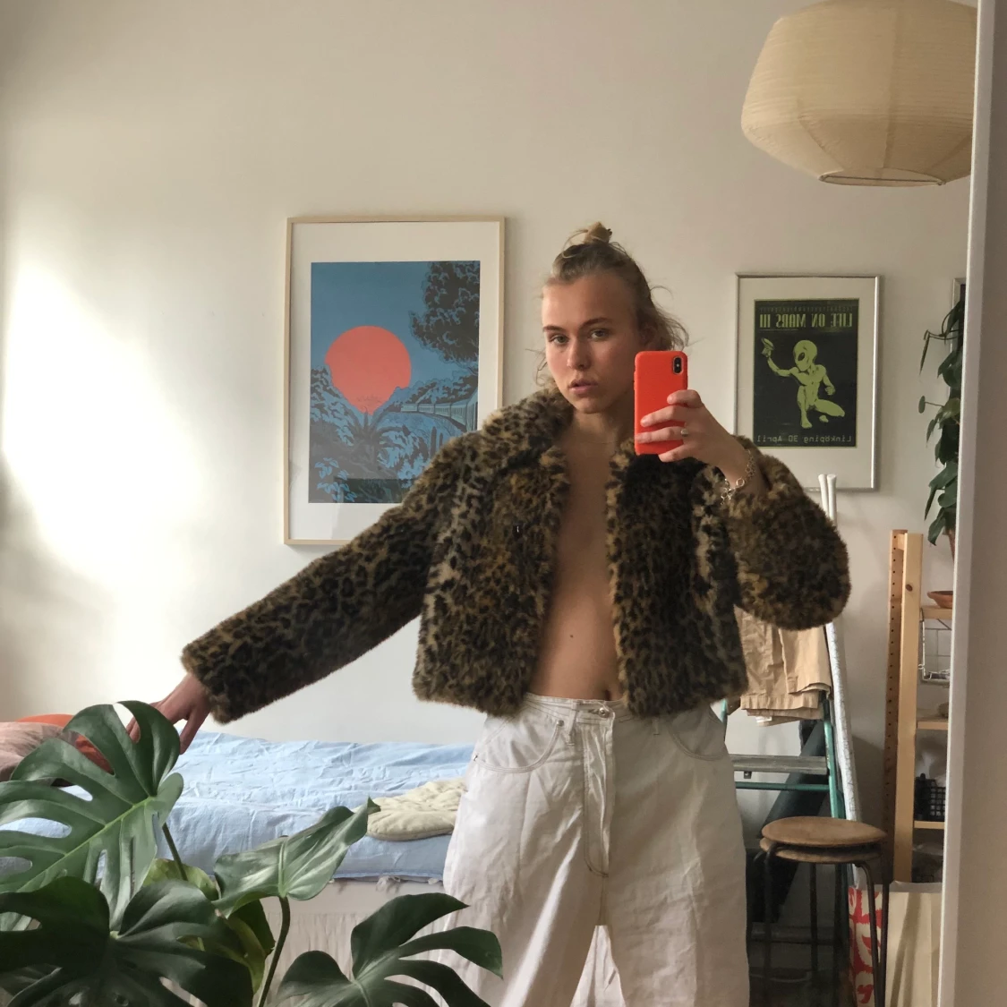 croppad faux fur jacka - 91