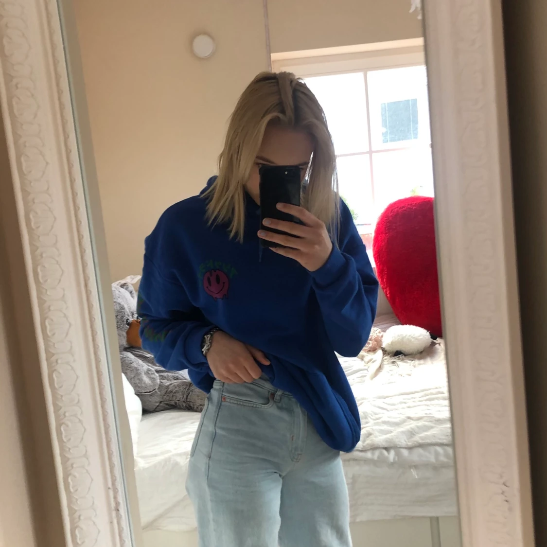 UNISEX blå hoodie  - 91