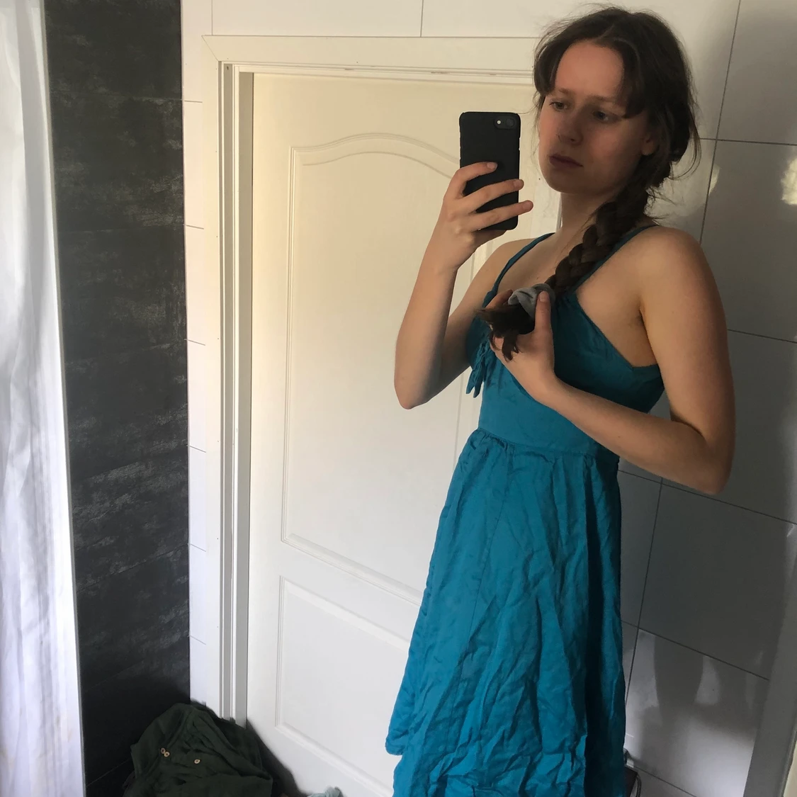 Sommarklänning klänning blå turkos S XS - 90