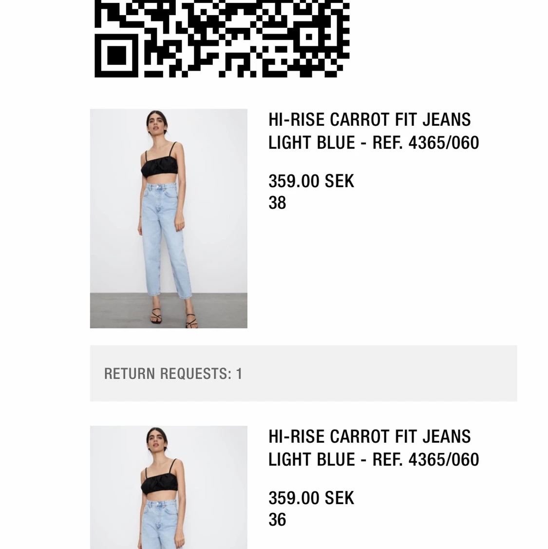 ZARA High carrot fit jeans light blue  - 90