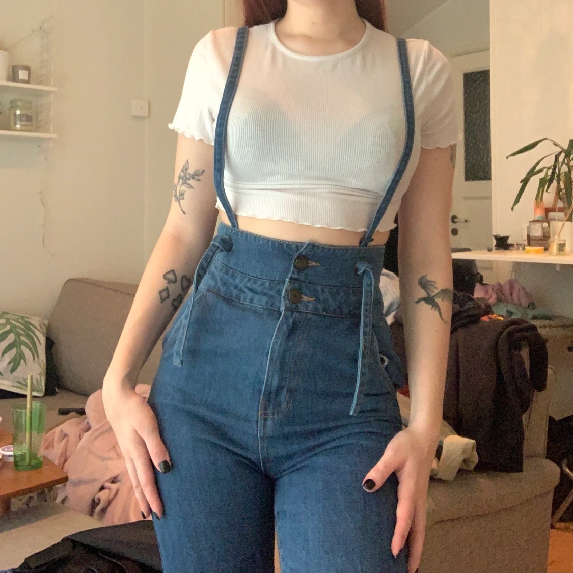 Raka hängselbyxor - 90