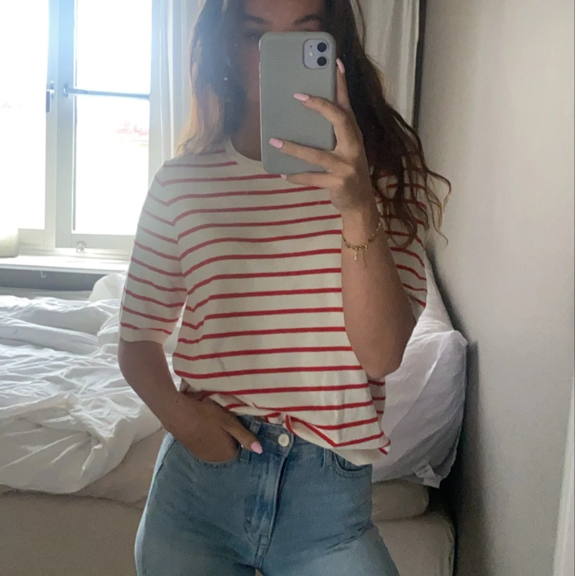 Stickad randig tröja 