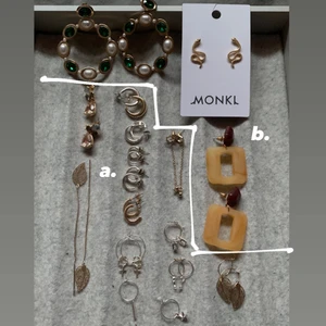 örhängen - Har rensat ut och ska sälja några av mina örhängen då jag har alldeles för många!! Örhängena på första bilden kostar A. 20kr, B. 40kr, och resten av örhängena kostar 10kr✨✨ Skriv för mer bilder eller om ni har några frågor och funderingar☺️