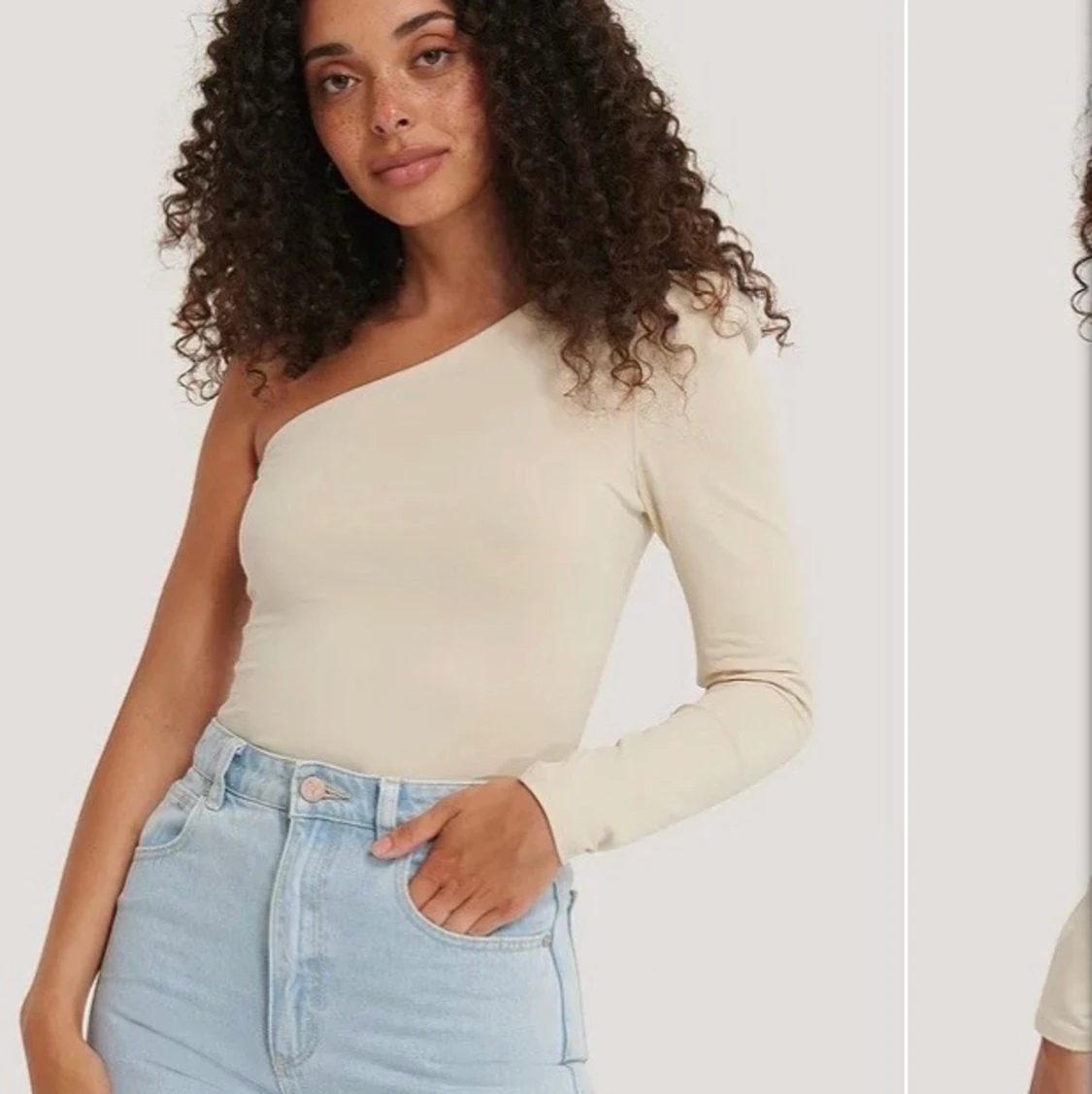 Beige one off shoulder body