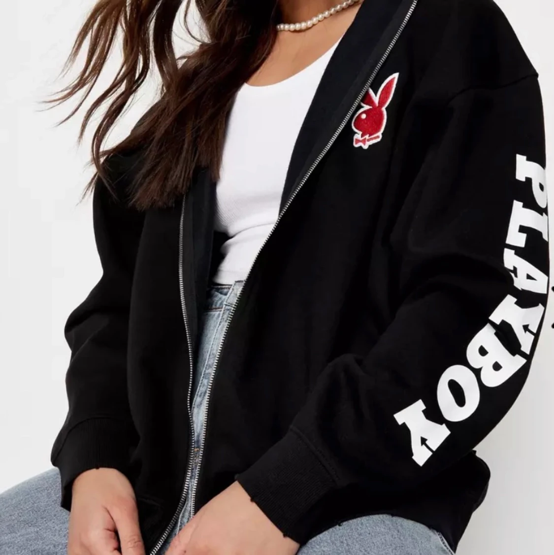 Zip up hoodie med luva