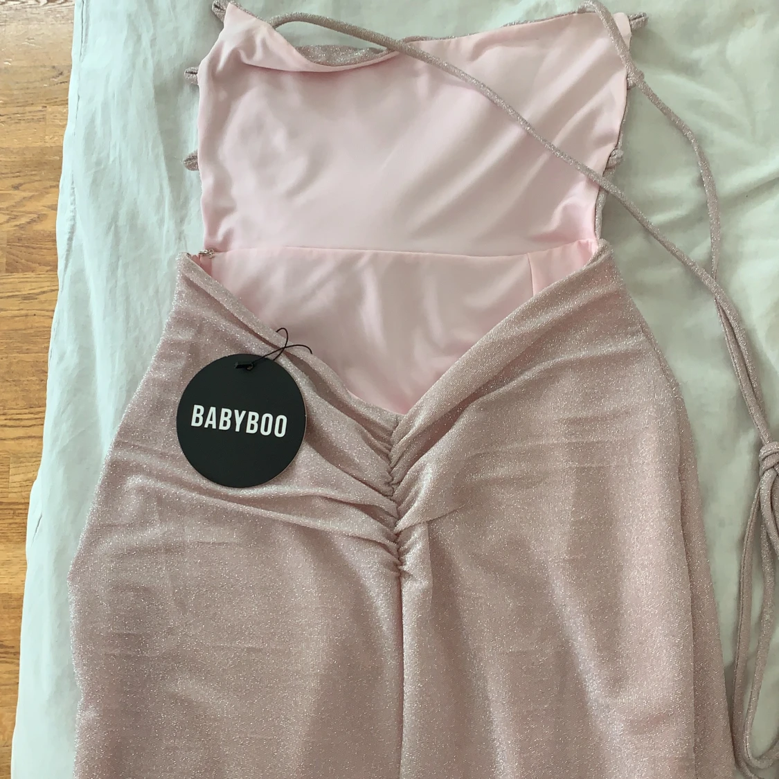 Rosaglittrig långklänning - 90