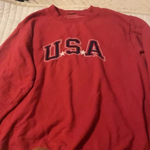 Röd tjocktröja  - En USA tröja som är köpt second hand och som inte kommer till användning💓