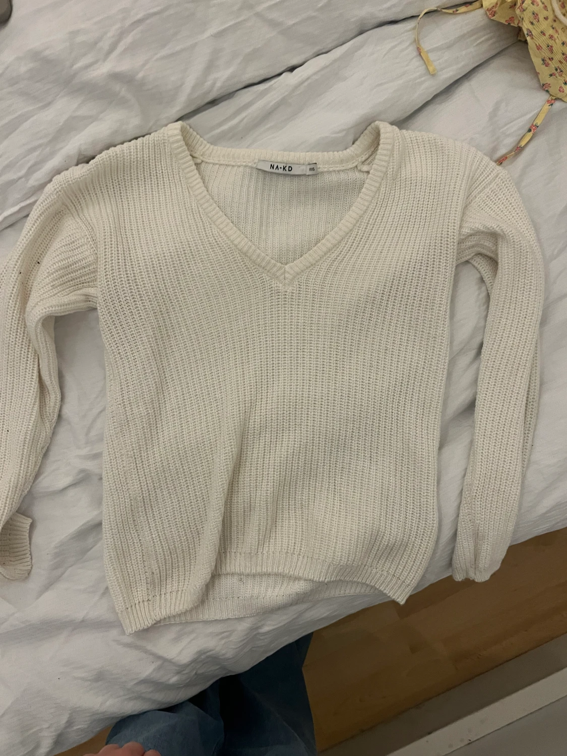 Vit stickad mjuk - 90