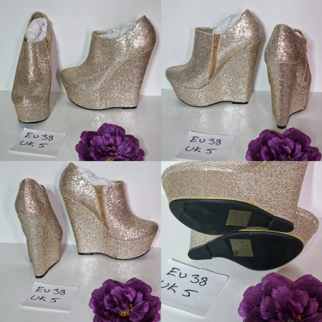 Partyklackar guld glitter strl 38 - 90