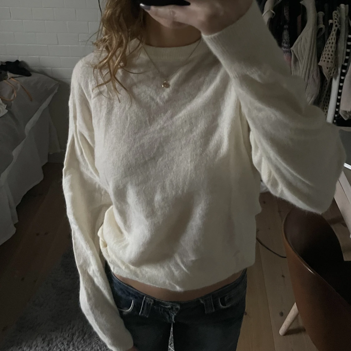 Vit stickad i angoraull - 91