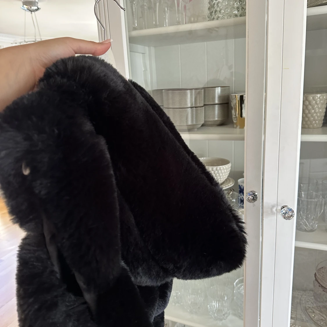 Jätte fin pälsväst med luva - 91