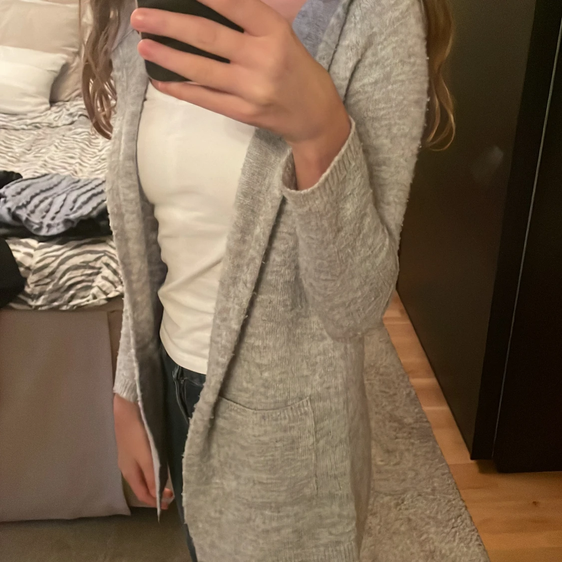 Grå mjuk kofta - 90